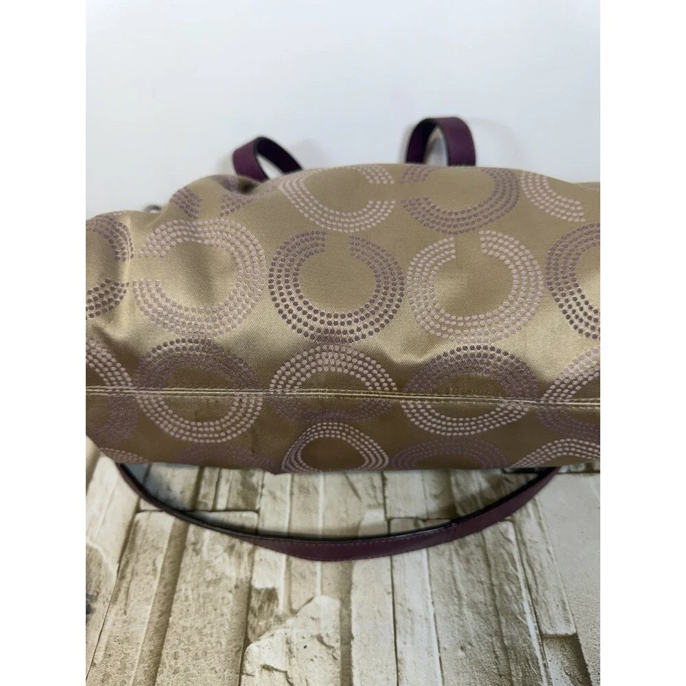 VTG COACH Y2K Ashley Carryall Shoulder Bag Brown/Purple Logo Leather Canva 15x11